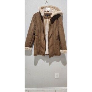 Fleet Street Brown Faux Fur Trim Zip Mid-Length Lined Jacket – Women